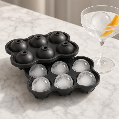 Black 6-cell silicone ice sphere mold